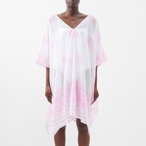 Juliet Dunn. NEW! Fresh and Unworn! Vee Neck Cotton Voile Kaftan. One Size.
